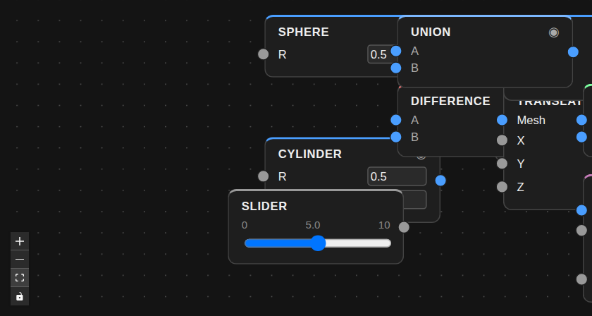 Design step — Connect nodes to build parametric 3D models